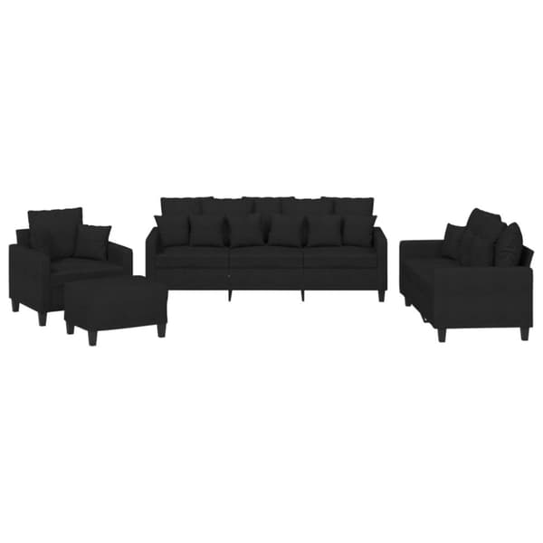 vidaXL sofasæt 4 dele med puder stof sort