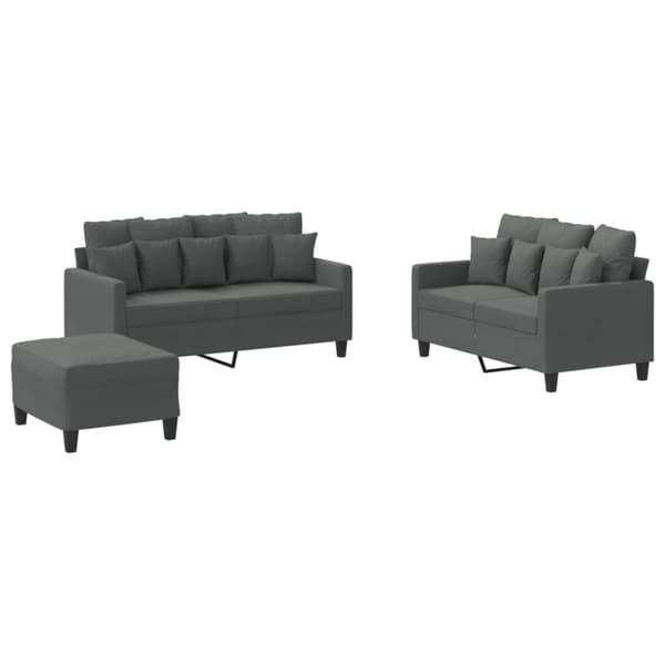 vidaXL sofasæt 3 dele med hynder stof mørkegrå
