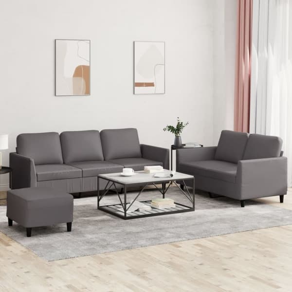 vidaXL sofasæt 3 dele med hynder kunstlæder grå