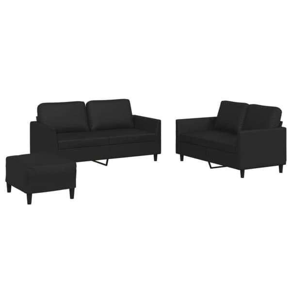 vidaXL sofasæt 3 dele med hynder kunstlæder sort