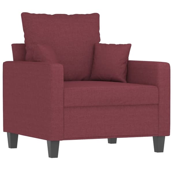 vidaXL sofasæt 3 dele med puder stof vinrød