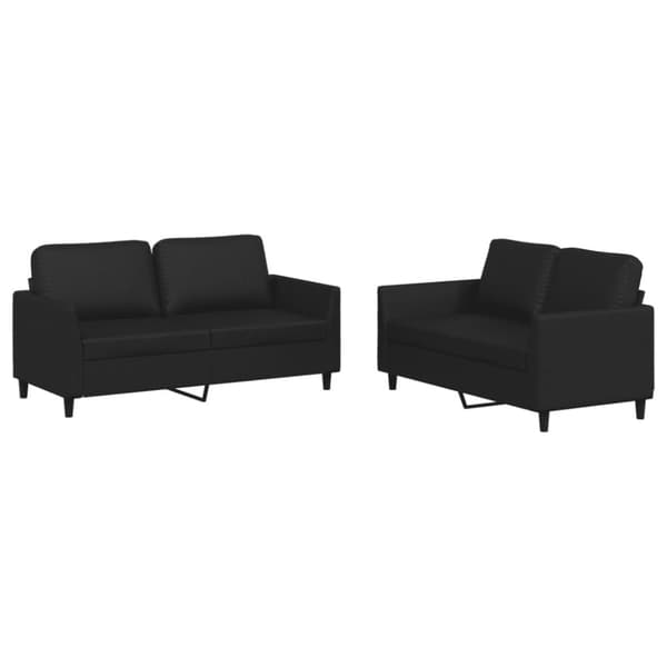 vidaXL sofasæt 2 dele med hynder kunstlæder sort