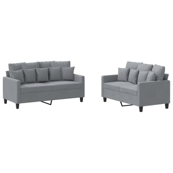 vidaXL sofasæt 2 dele med hynder stof lysegrå