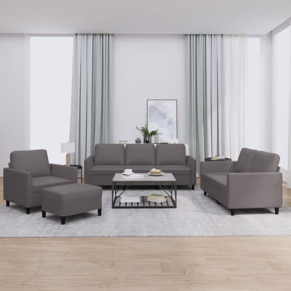vidaXL sofasæt 4 dele med hynder kunstlæder grå