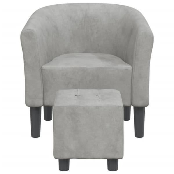 vidaXL lænestol med fodskammel velour lysegrå