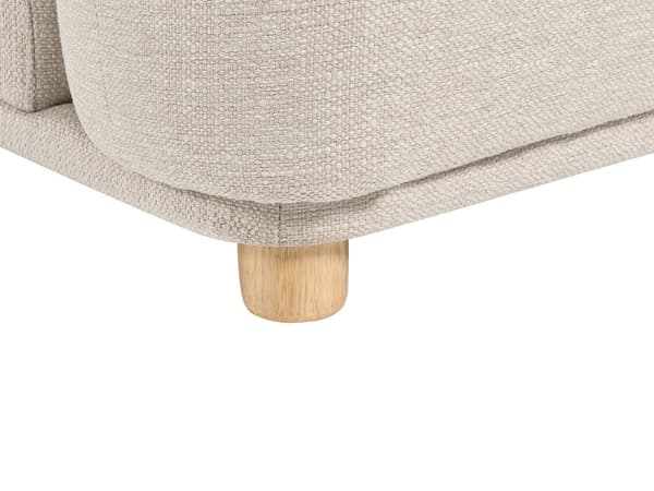 Sohva vaalea beige polyesteri kangasverhoilu kolmelle koristetyynyillä