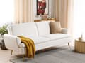 Miniatyrbilde 2 av 11: Sovesofa Off-White Velvet Upholstery 3 Seater Click Clack Sleeping Function Golden Metal Legs