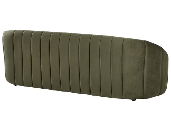 3-seters sofa i mørkegrønn fløyel med moderne retrodesign Tuftede seter Lav rygg