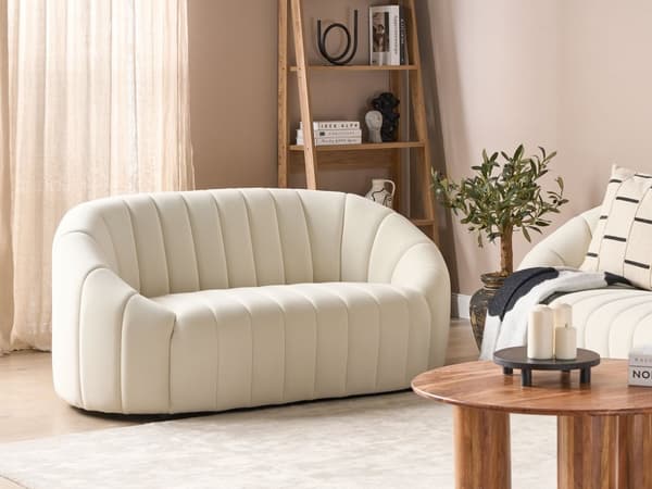 2-seters sofa elskovssofa Off-White fløyel Moderne retrodesign Tuftede seter Lav rygg