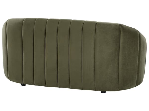 2-seters sofa mørkegrønn fløyel moderne retrodesign tuftet sete lav rygg