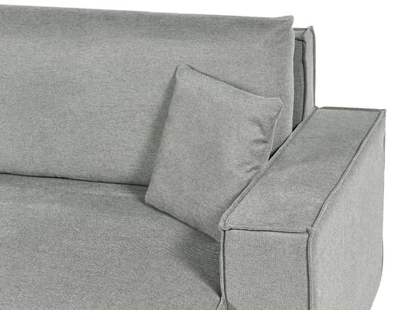 Kulmavuodesohva harmaa kangasverhoilu kolmelle L-muoto vasen vuodetoiminto säilytystilalla moderni