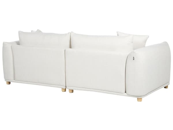 Stoffsofa Off-White Polyester Polstring 3-seter med Pynteputer Stue Sofa