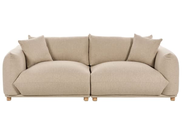 Stoffsofa Lysbeige Polyester Polstring 3-seter med Pynteputer Stue Sofa