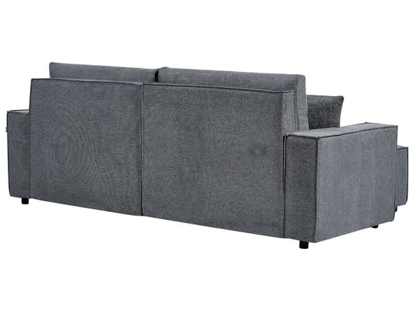 Høyrehånds hjørnesofa Mørkegrått stoff polyester polstret 3-seters L-formet seng med puter Sovefunksjon Moderne stil Stue