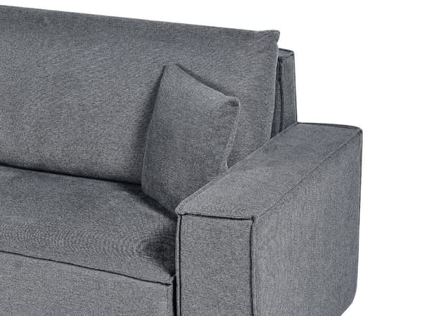 Høyrehånds hjørnesofa Mørkegrått stoff polyester polstret 3-seters L-formet seng med puter Sovefunksjon Moderne stil Stue
