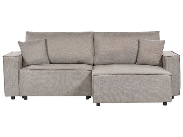 Venstrehånds hjørnesofa Taupe stoff polyester polstret 3-seters L-formet seng med puter Sovefunksjon Moderne stil stue