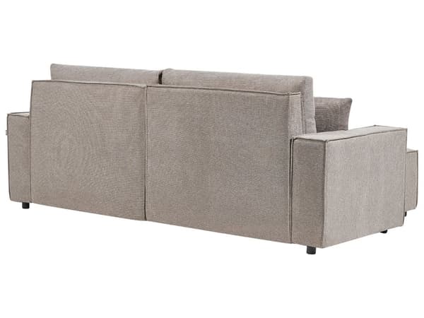 Høyrehånds hjørnesofa Taupe stoff polyester polstret 3-seters L-formet seng med puter Sovefunksjon Moderne Stil Stue