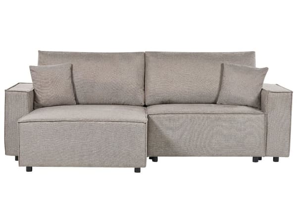 Høyrehånds hjørnesofa Taupe stoff polyester polstret 3-seters L-formet seng med puter Sovefunksjon Moderne Stil Stue