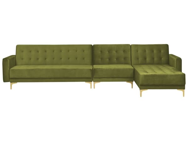 Modulsofa Grøn Velour 5 Personers Hjørnesofa med Chaiselong Designer Blød Klassisk Sofa Moderne Stue Indretning Høj Kvalitet