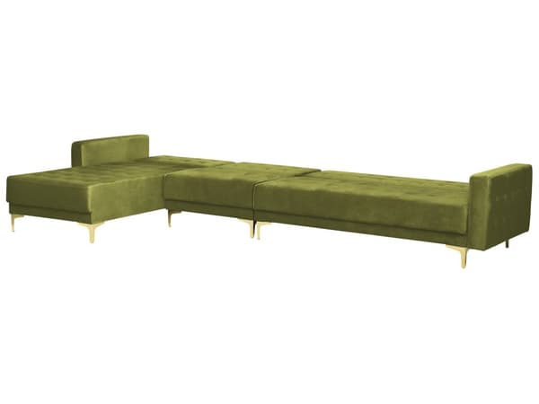 Modulsofa Grøn Velour 5 Personers Hjørnesofa med Chaiselong Designer Blød Klassisk Sofa med Fodskammel Moderne Stue Indretning Høj Kvalitet