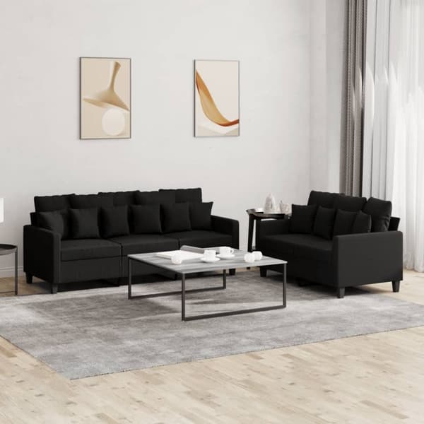 vidaXL sofasæt 2 dele med hynder stof sort