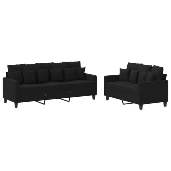 vidaXL sofasæt 2 dele med hynder stof sort
