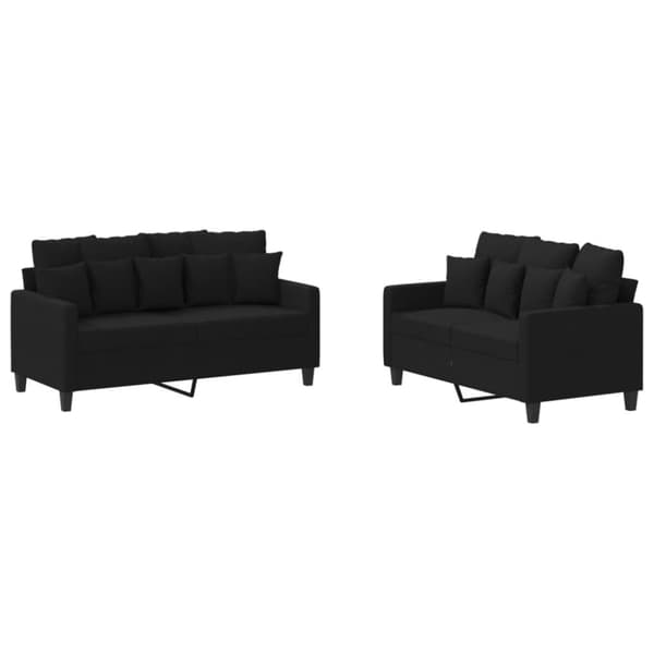 vidaXL sofasæt 2 dele med hynder stof sort