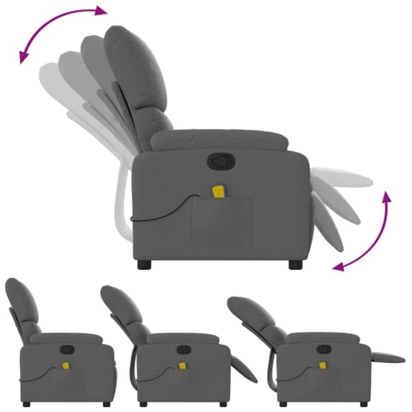 vidaXL Massagefåtölj mörkgrå tyg