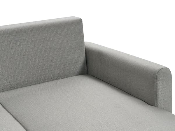 Kulmasohva harmaa kolmelle kangasverhoilu tikattu vasen vuodesohva skandinaavinen