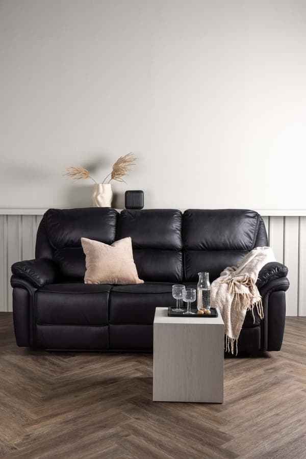 Saranda sofa 3 seter, elektrisk recliner med fotstøtte svart.