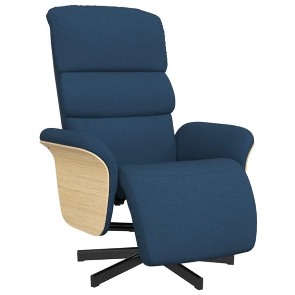 vidaXL Reclinerfåtölj med fotstöd blå tyg