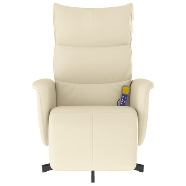 vidaXL Massagefåtölj med fotpall gräddvit konstläder