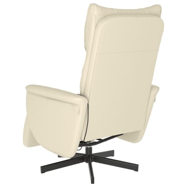 vidaXL Massagefåtölj med fotpall gräddvit konstläder