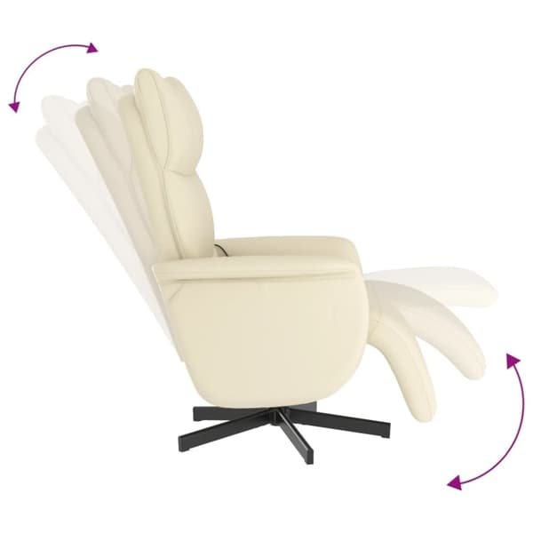 vidaXL Massagefåtölj med fotpall gräddvit konstläder