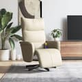 Miniatyrbild 2 av 11: vidaXL Massagefåtölj med fotpall gräddvit konstläder