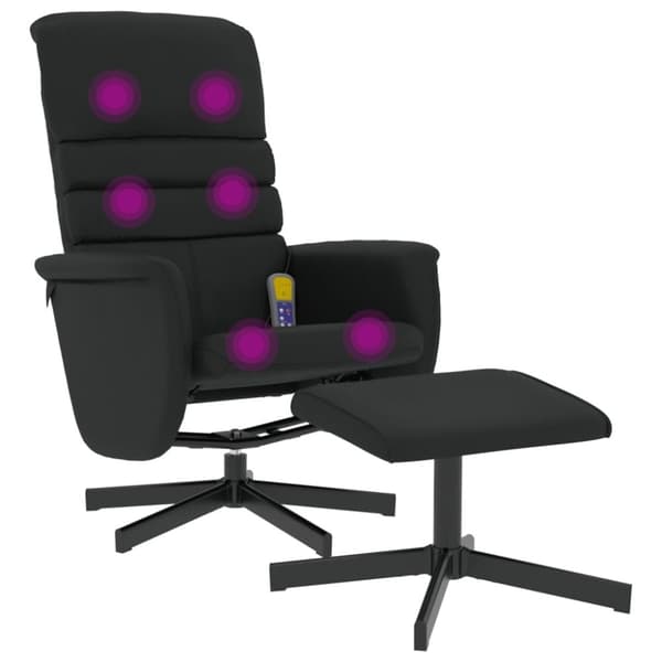 vidaXL Massagefåtölj med fotpall svart konstläder