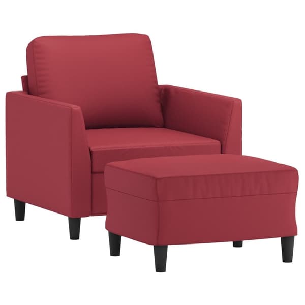 vidaXL sofastol med fodskammel 60 cm kunstlæder Vinrød