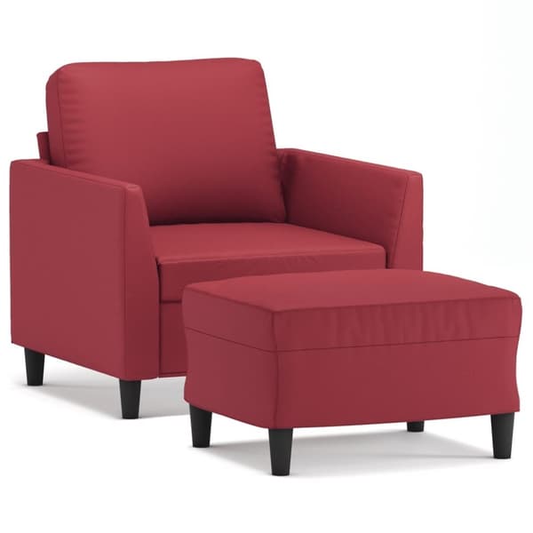 vidaXL sofastol med fodskammel 60 cm kunstlæder Vinrød
