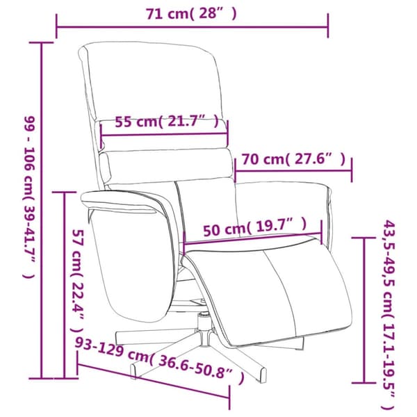 vidaXL Reclinerfåtölj med fotstöd svart konstläder