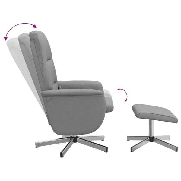 vidaXL Massagefåtölj med fotpall ljusgrå tyg