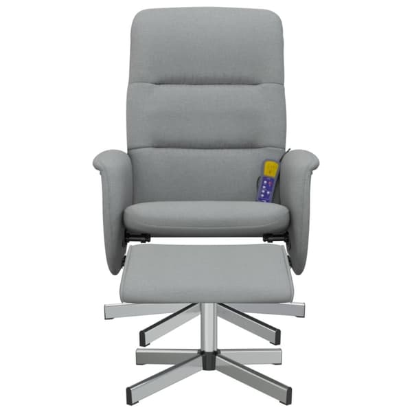 vidaXL Massagefåtölj med fotpall ljusgrå tyg