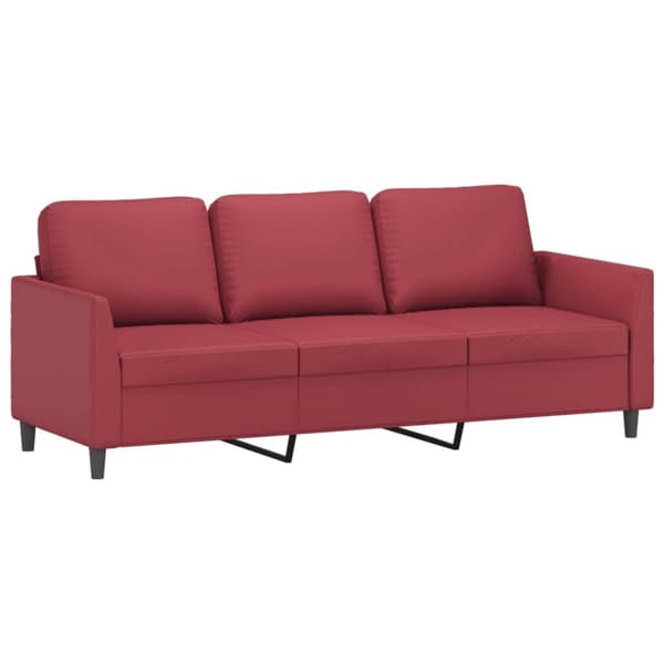 vidaXL sofasæt 3 dele med hynder kunstlæder vinrød