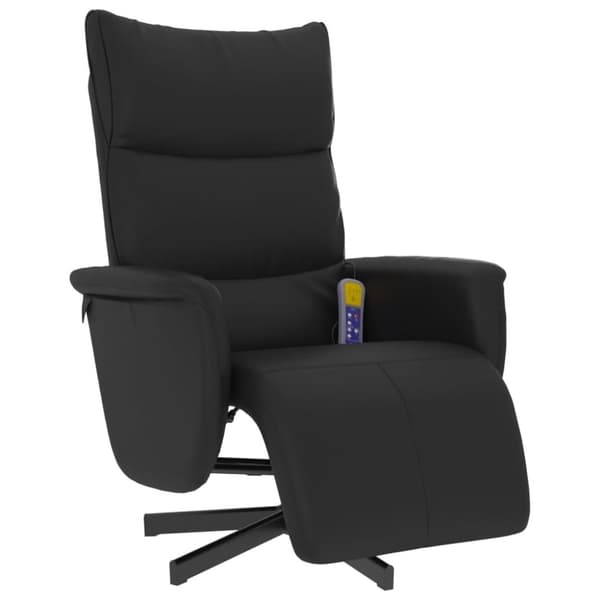 vidaXL Massagefåtölj med fotstöd svart konstläder