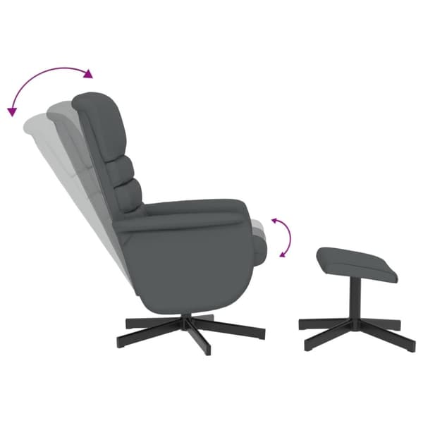 vidaXL Reclinerfåtölj med fotpall grå konstläder