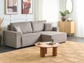 Miniatyrbild 2 av 11: Vänster hörn Bäddsoffa Taupe tyg Polyester Klädd 3-sits L-formad säng med kuddar Sovfunktion Modern stil Vardagsrum