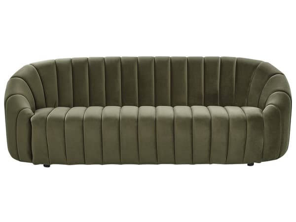 Flydersofa Mørkegrøn Velour 3 Personers Moderne Blød Sofa Designsofa til Værelse Stofsofa