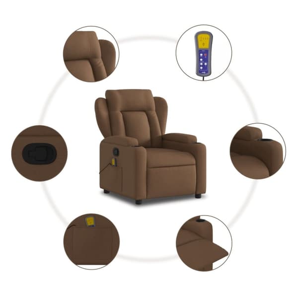 vidaXL massagestol stof brun