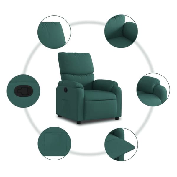 vidaXL Reclinerfåtölj mörkgrön tyg