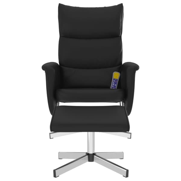 vidaXL Massagefåtölj med fotpall svart konstläder