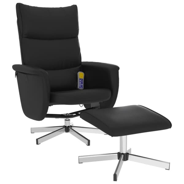 vidaXL Massagefåtölj med fotpall svart konstläder